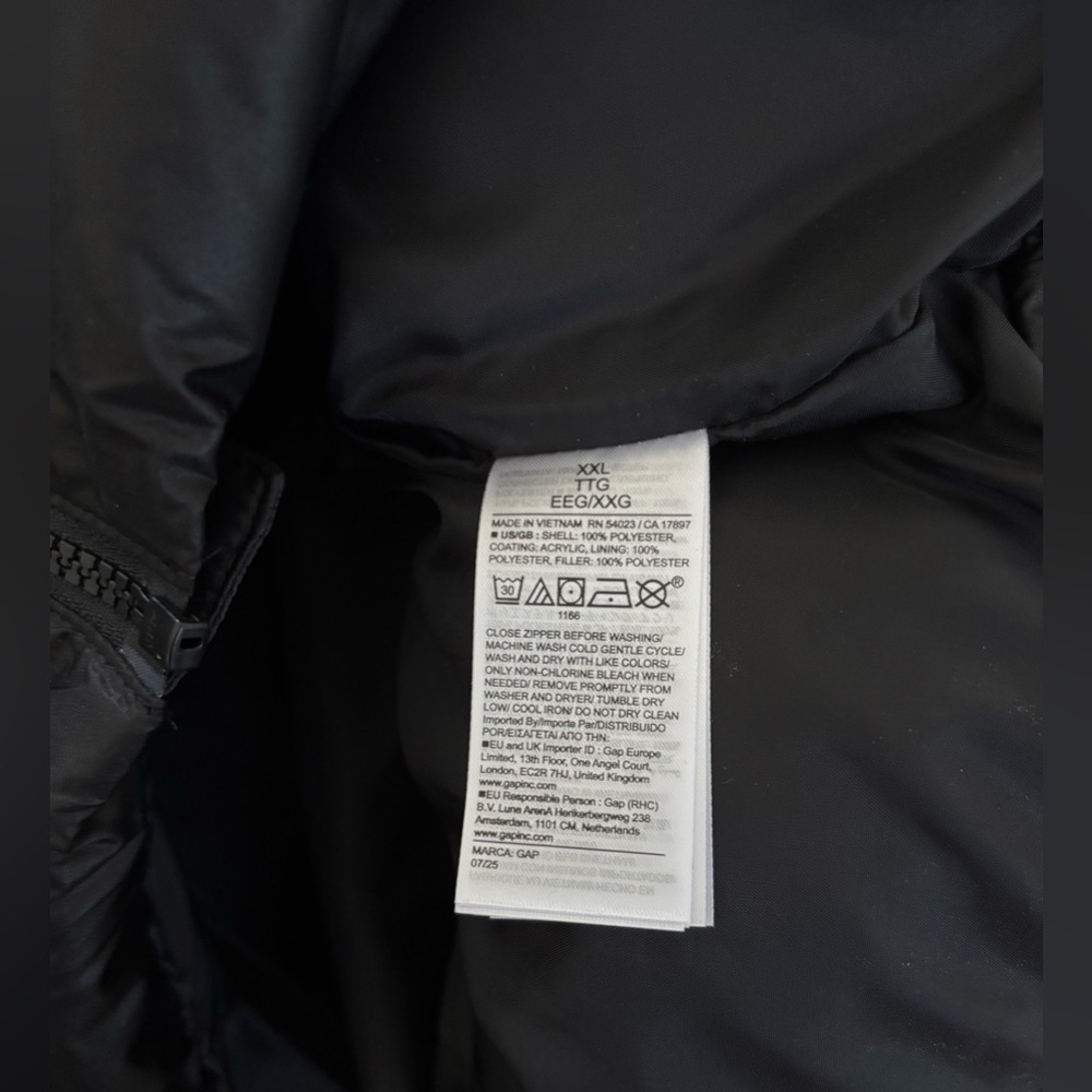 Gap Relaxed Puffer Jacket Women’s XXL Black Faux Fur Collar Quilted Coat New - Picture 3 of 7
